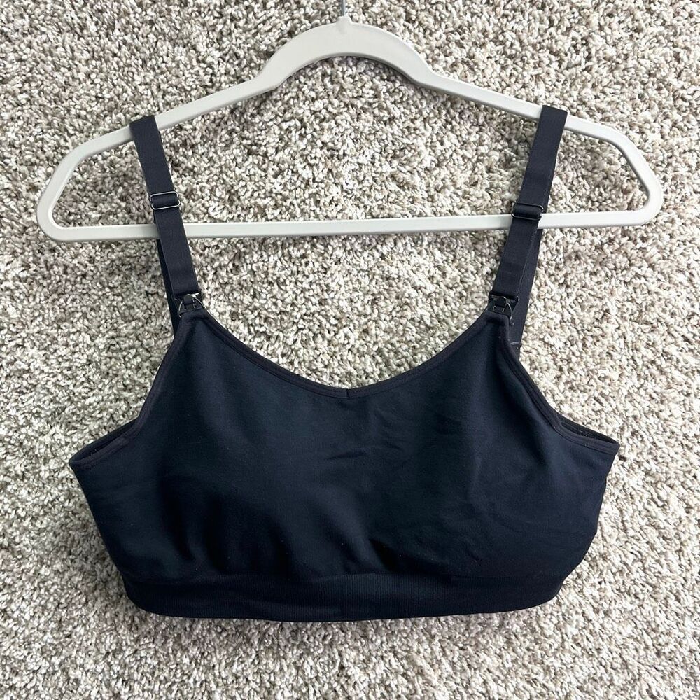 Kindred Bravely Black Nursing Seamless Wireless‎ Bra with Band Extender Size M/L